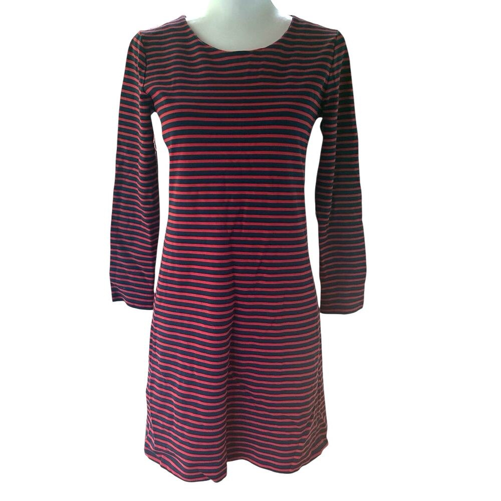 Madewell Blue Red Striped Long Sleeve Dress Medium